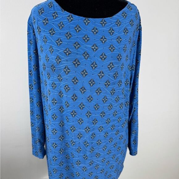 Tops - Blue Patterned Women's Top